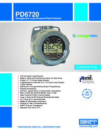 Thumbnail of document Data Sheet - PD6720 Vantageview NEMA 4X Loop-Powered Flow Rate/Totalizer